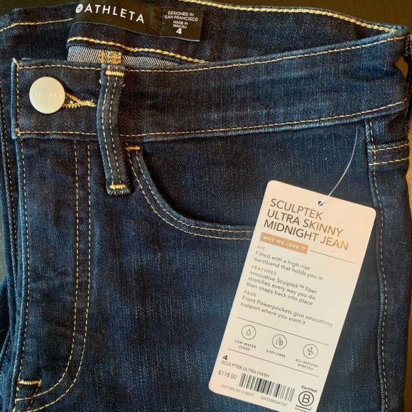 NWT Size4 Athleta Skulptek skinny jeans - Picture 3 of 3